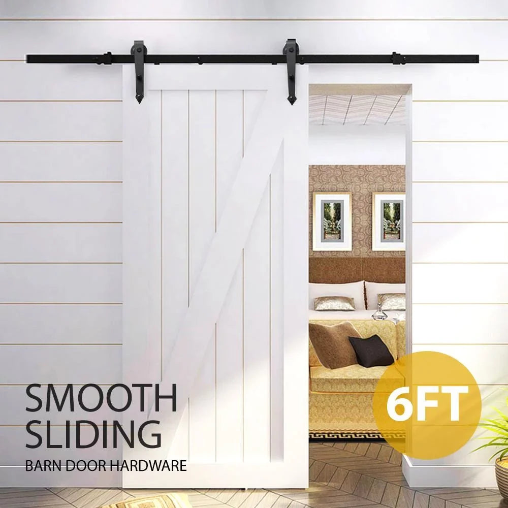Hanging Kit Ft 6 Barn Hardware Easyfashion Arrow Sliding Steel Design Track Door Black Single-door