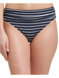 Stretch Striped Bottom Swimsuit Women's Protection Lined L Shieldage Navy Fold-Over Moderate Bikini
