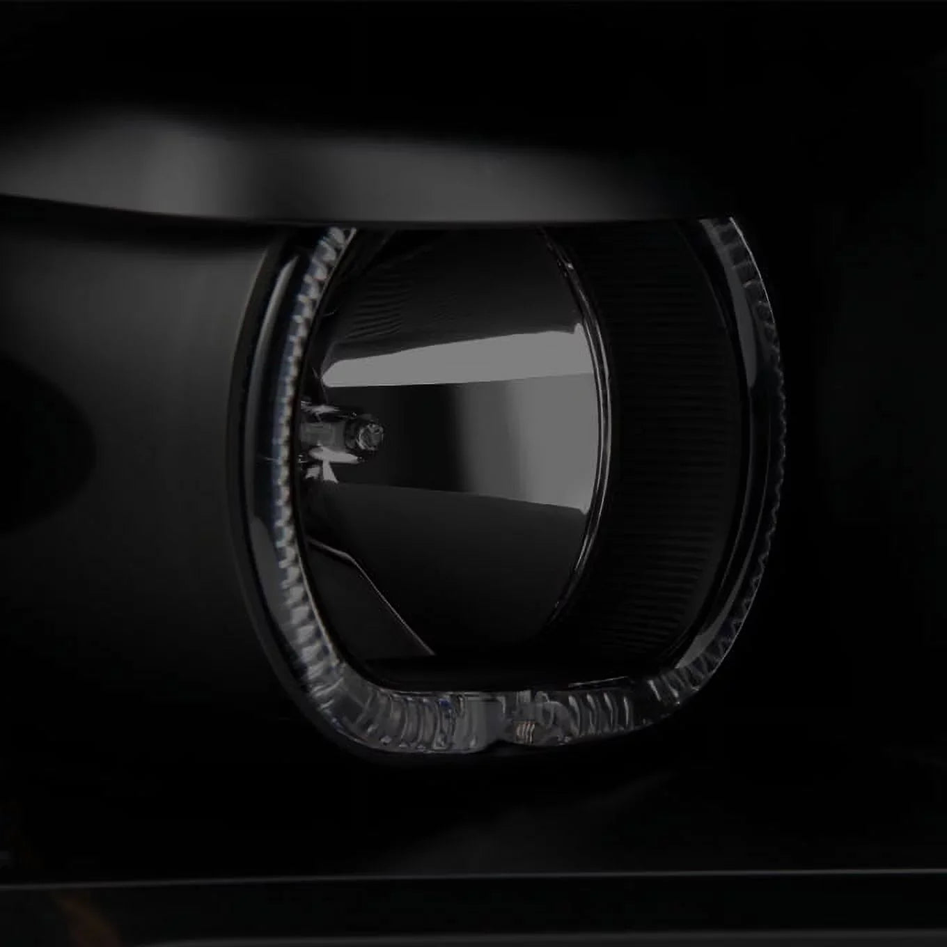 F150 For C-Shape Projector Tail 2009-2014 Headlight Black Dual Strip Halo - Smoke + Ford Lamp