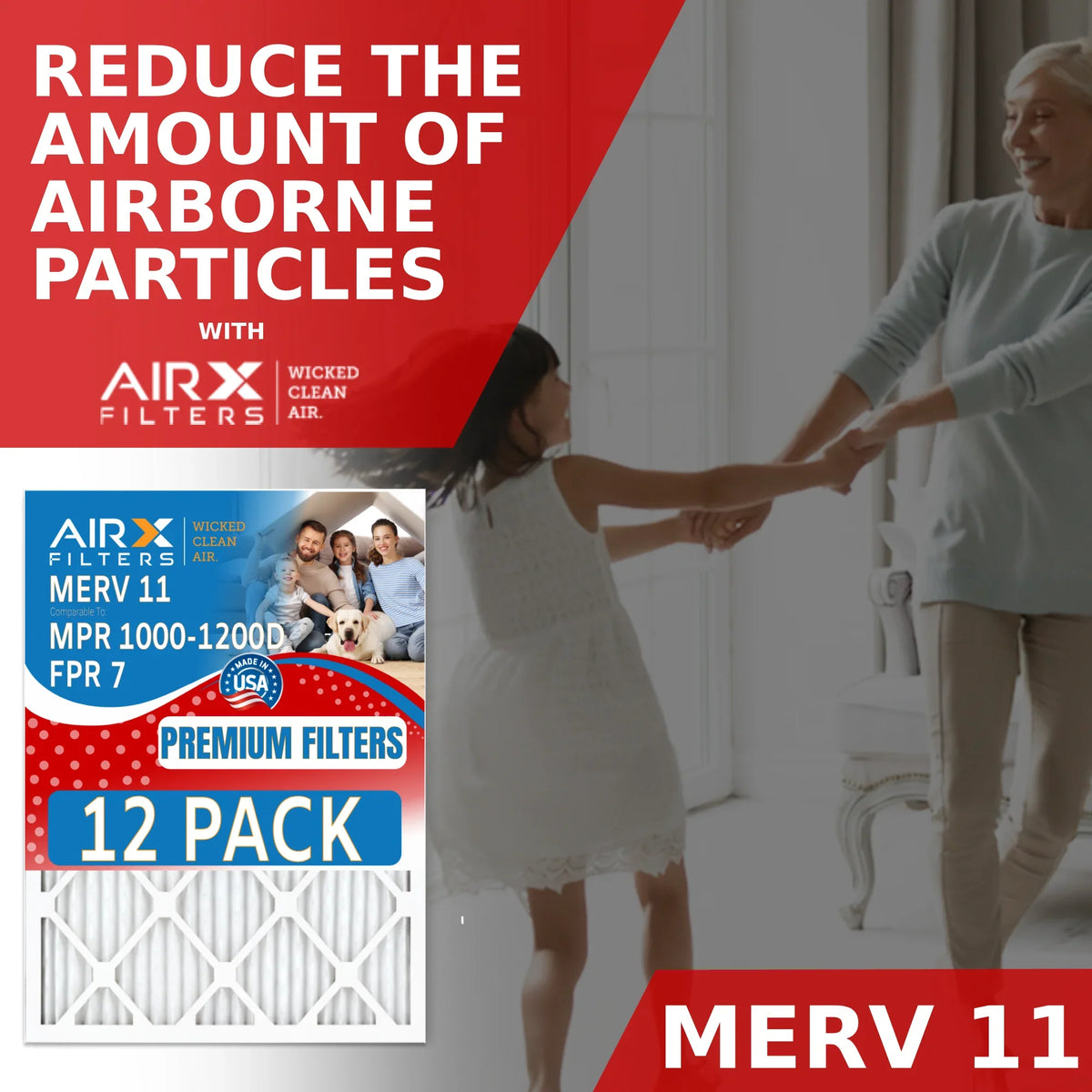 in WICKED MPR FPR & 12 of Made AIR. Filter USA 7 MPR MERV 20x22x1 Filters by Furnace FILTERS 1200 Comparable to 1000, Air - 11 CLEAN Rating, Pack AIRX