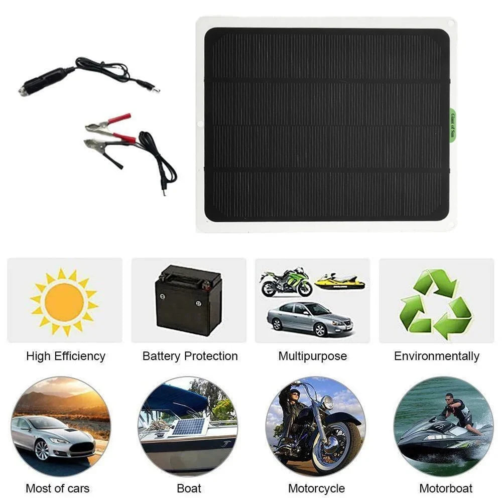 Solar with Charger Yachting Charging occkic Cars Monocrystalline 20W RV exterior Flexible Panels Charger for Clips 12V/5V Battery