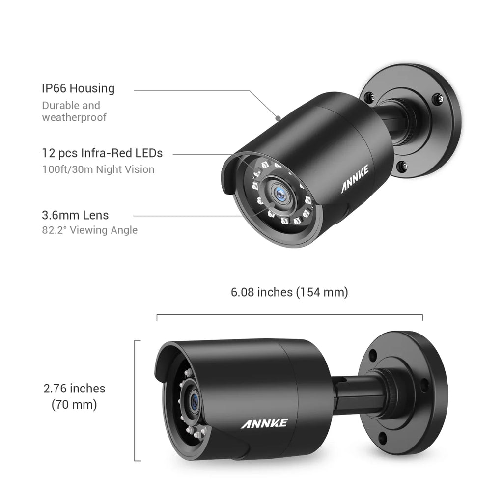 Camera 4 Security Outdoor Home Moistureproof, Pack Indoor, Surveillance 1920TVL, 1080P Vision, Night/Day Camera Bullet IP66