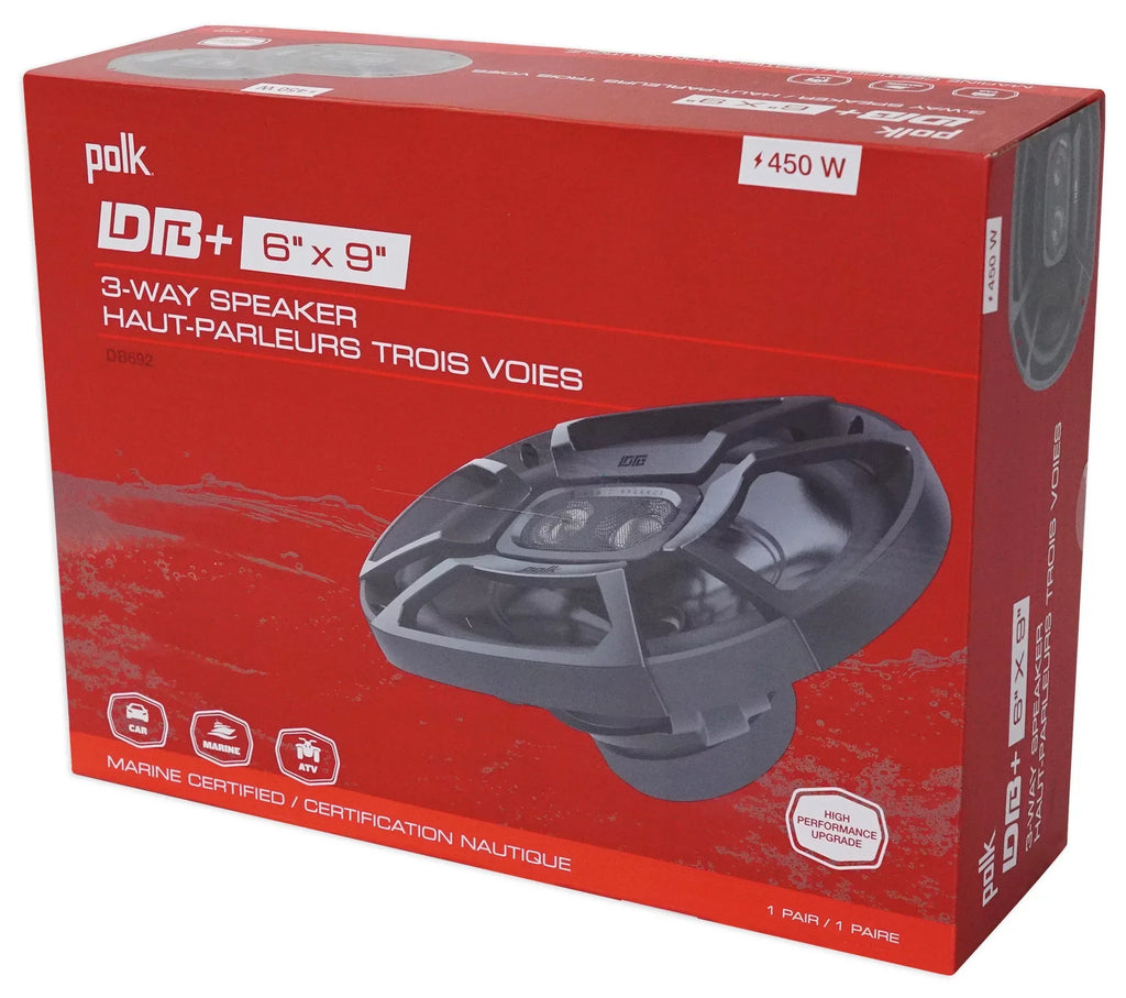 2) 450w DB692 Polk Audio 6X9" Audio Car Speakers+Cyberbuds Marine//Motorcycle