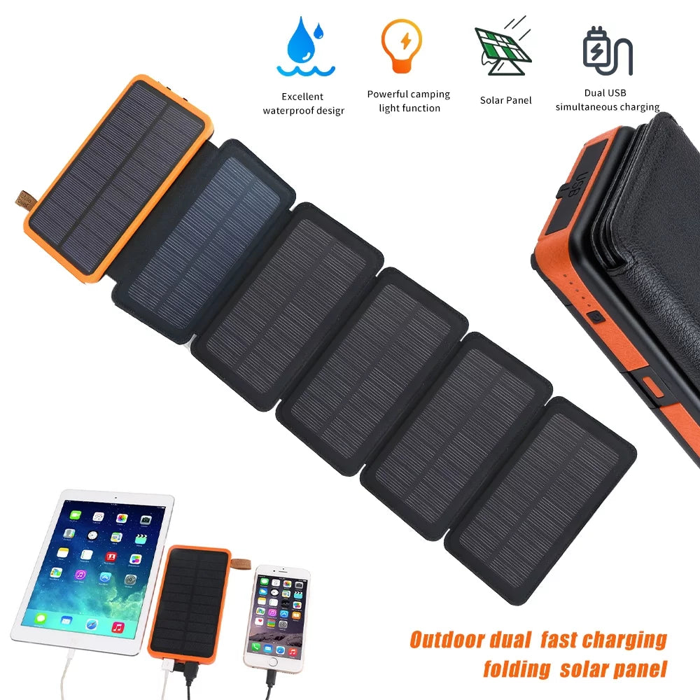 Outdoor Power Battery for Fast Bank, Phones, Tablets 26000mAh, Charge Portable Charger Solar Pack