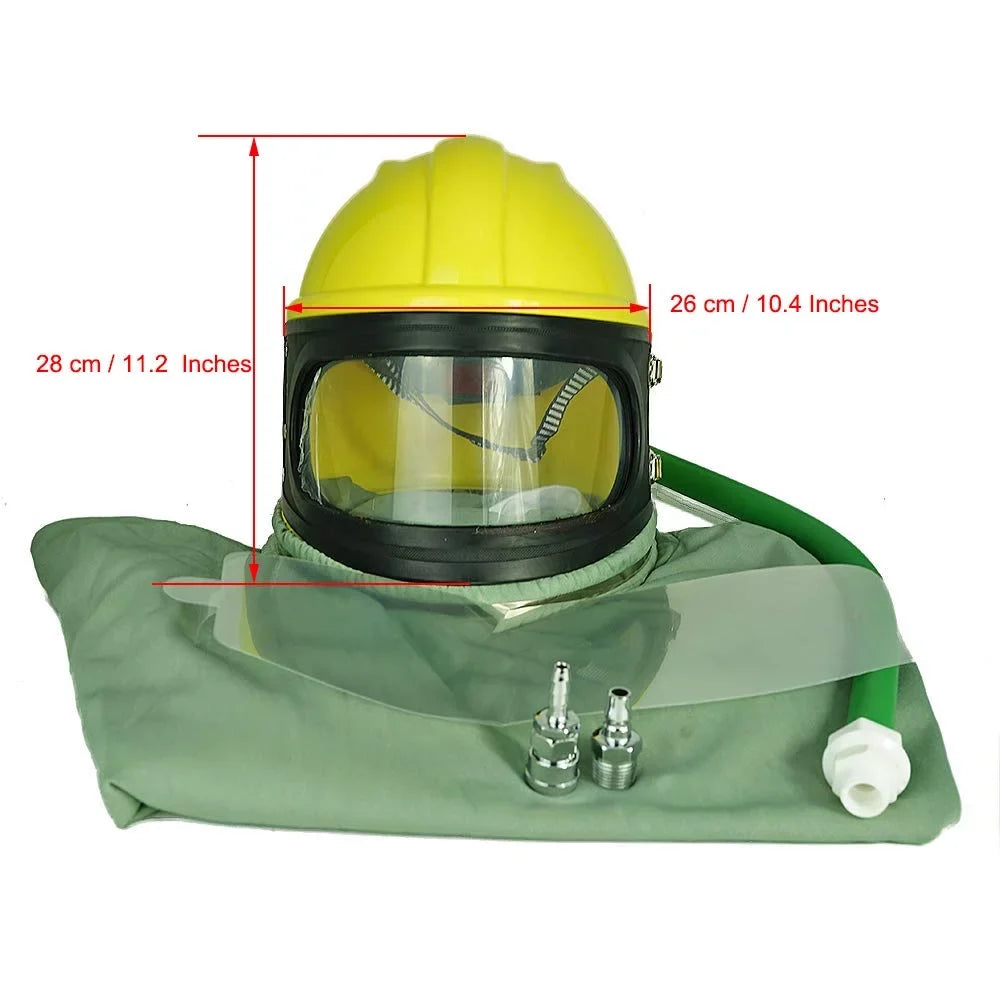 Protector Safety Sand Sandblast Helmet Yellow Hood Supplied Blast