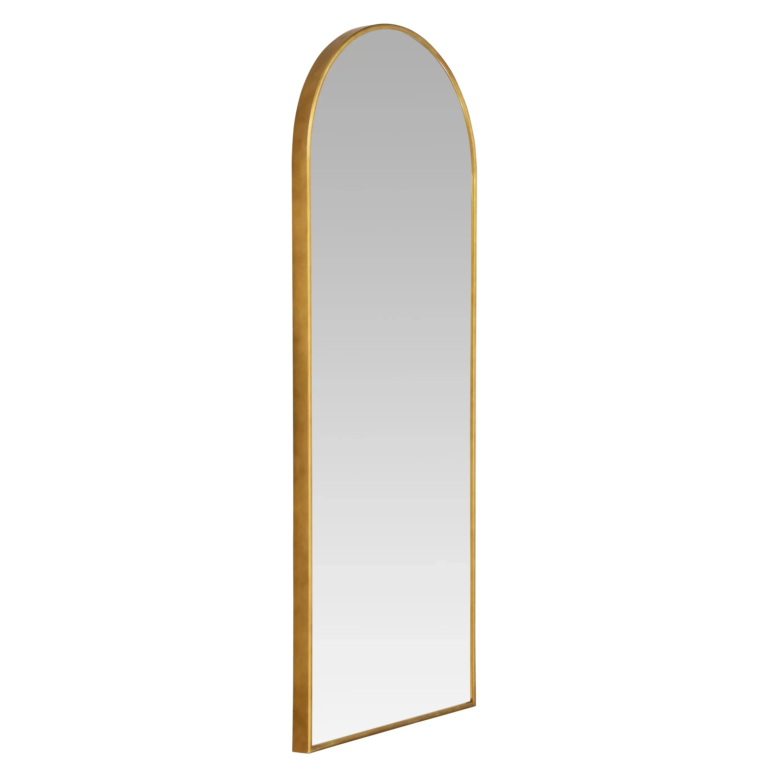 Nadia Mirror Floor Modern Arch Gold Metal 70"x28" Glam