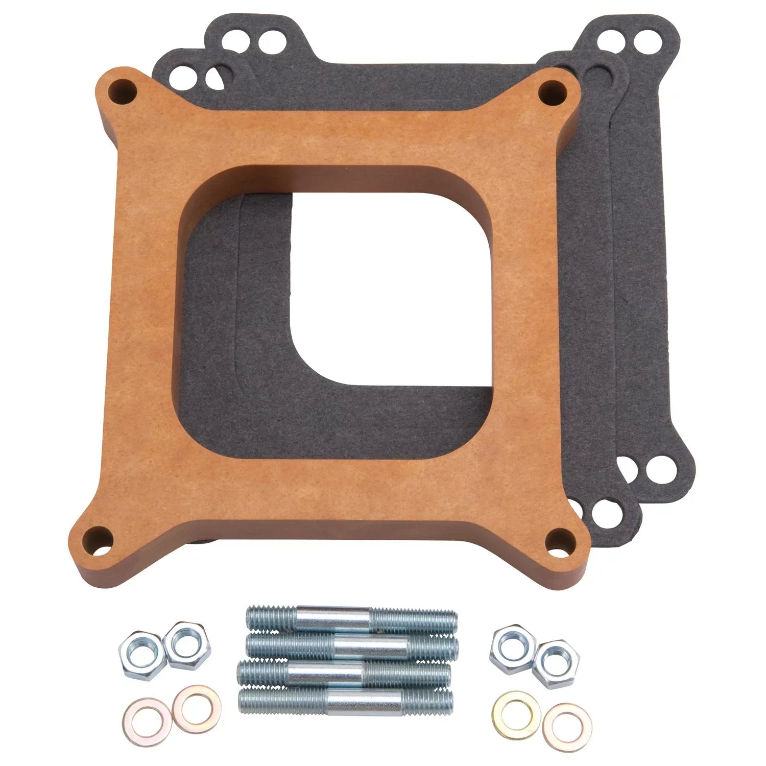 8724 Wood Laminate Carburetor Spacer Edelbrock Edelbrock Open 1/2 in Holley