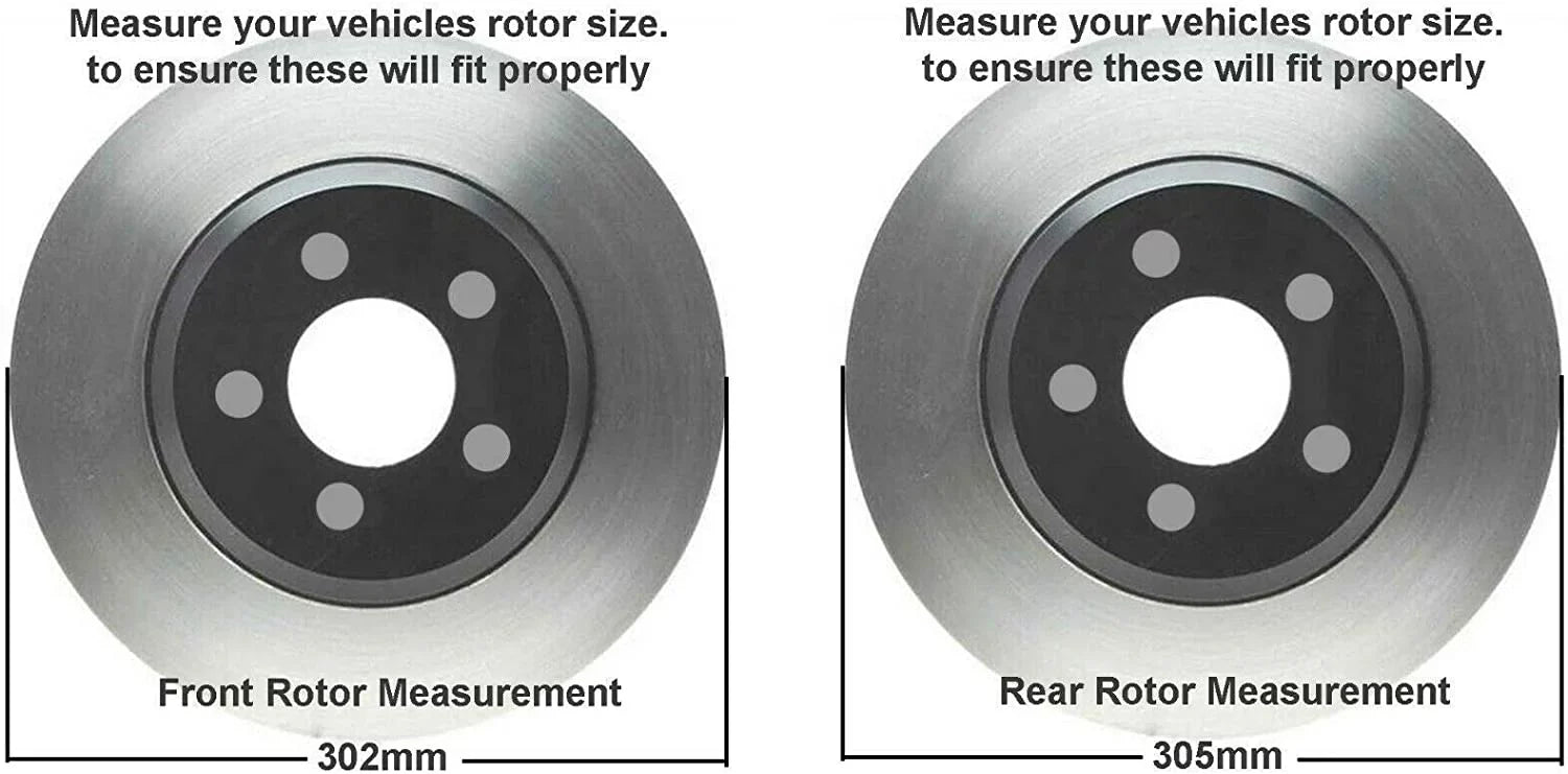 Drilled Kit Journey C/V Routan Country Caravan Town Brake Dodge Ram Brake & Detroit Chrysler Brakes Pads & 12" Rotors Ceramic & - Front Axle Rear for Rotors] [11.98" Slotted Replacement Grand