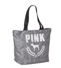 Large Canvas Victoria's Tote Bag Weekender Secret NWT Pink Gray/Black Heathered