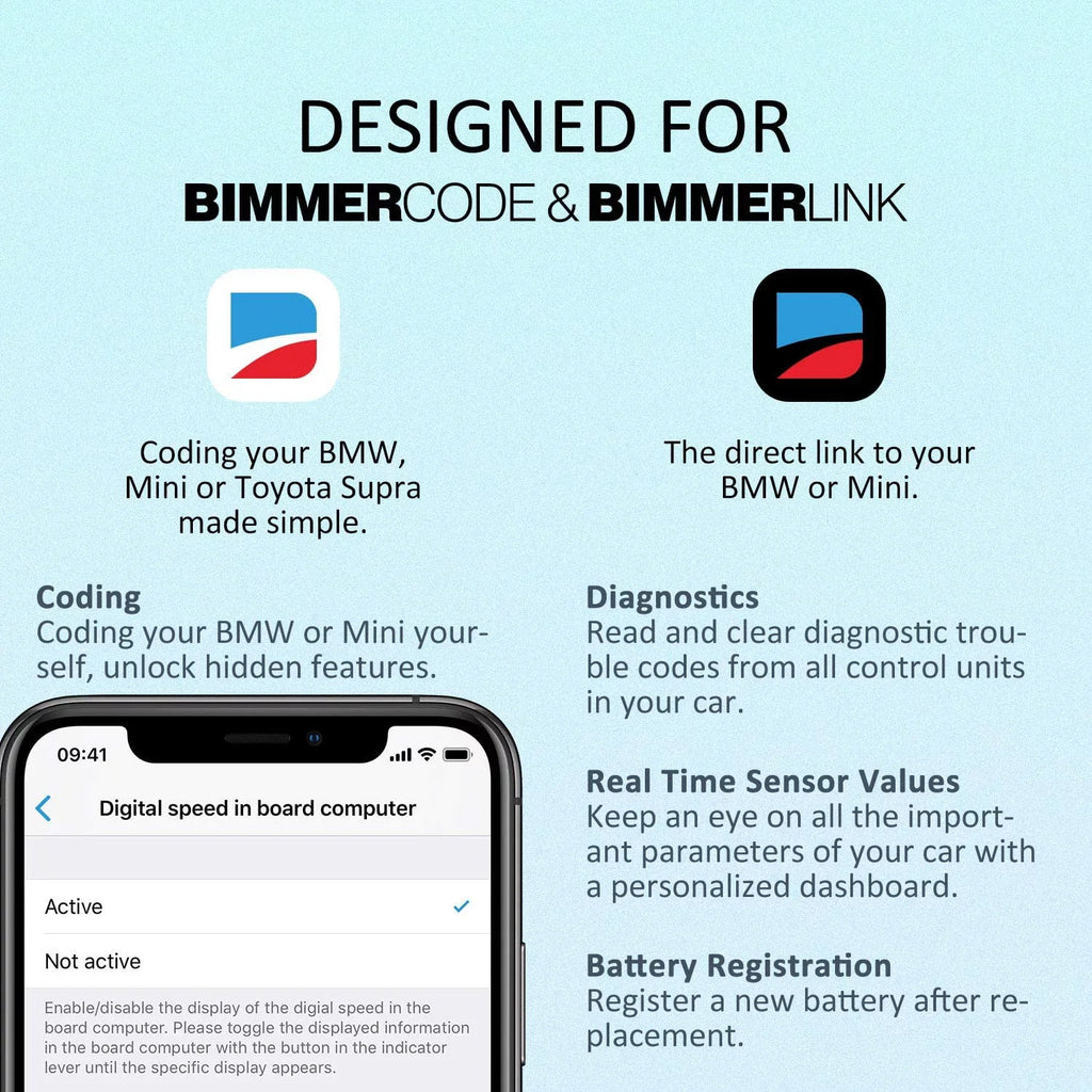 Scanner Bluetooth + Diagnostic in Works with for Tool vLinker Vgate BimmerCode, Android & OBD2 Features Unlock iPhone /Mini, Hidden Car