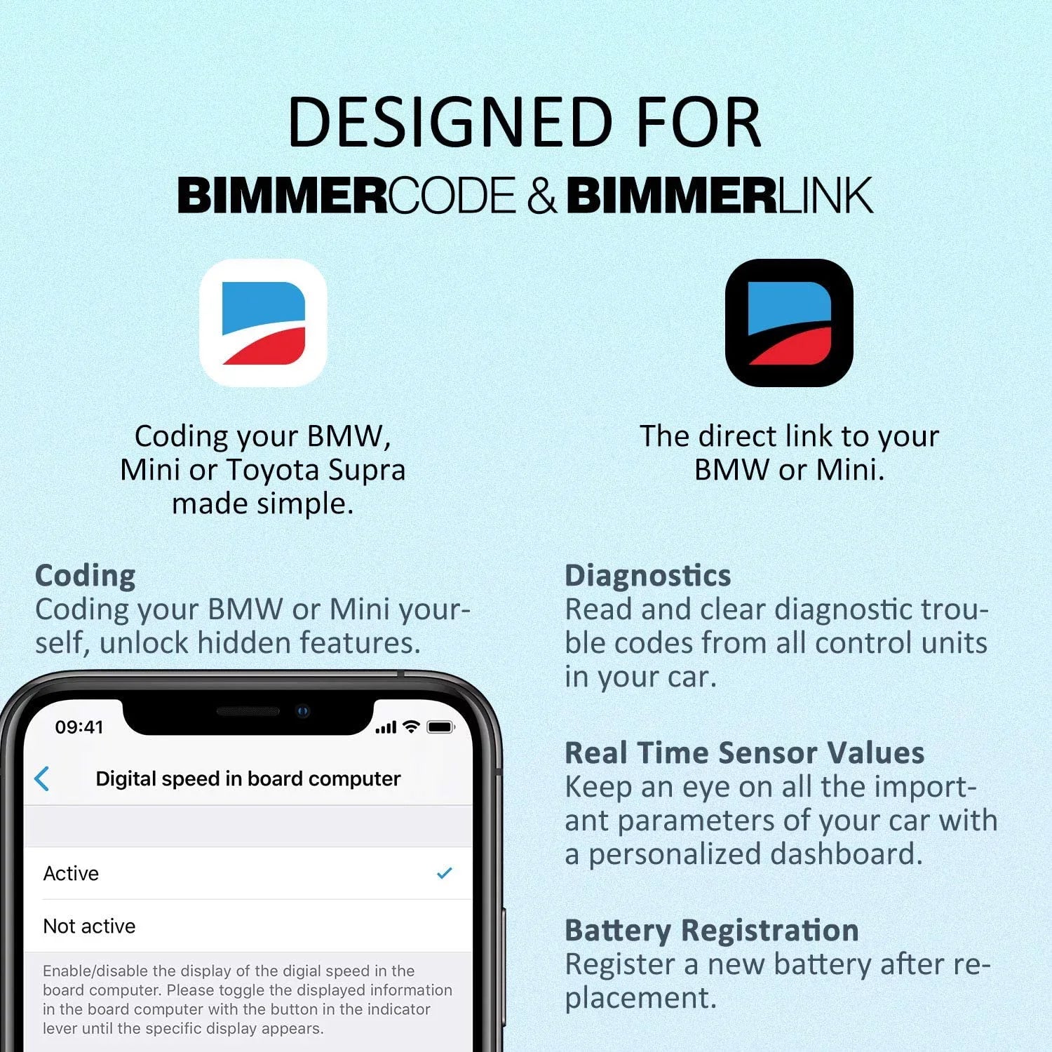 Scanner Bluetooth + Diagnostic in Works with for Tool vLinker Vgate BimmerCode, Android & OBD2 Features Unlock iPhone /Mini, Hidden Car