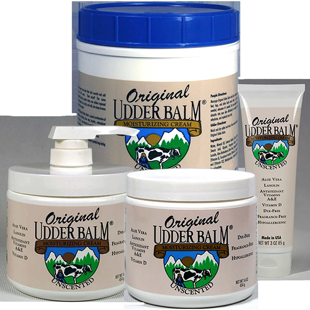 Moisturizing with Lanolin Udder & Balm Jar. Aloe 16oz Cream Pump Original Unscented
