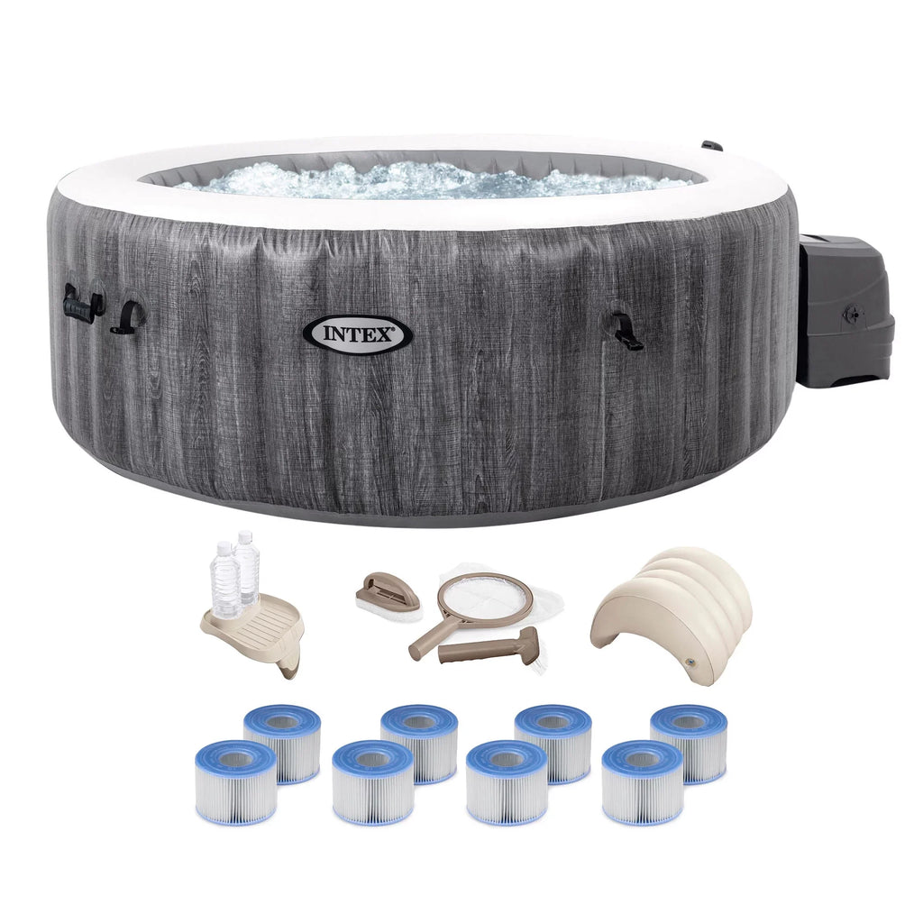 Intex PureSpa Bubble Jet Greywood with Plus Spa Inflatable Bundle Deluxe