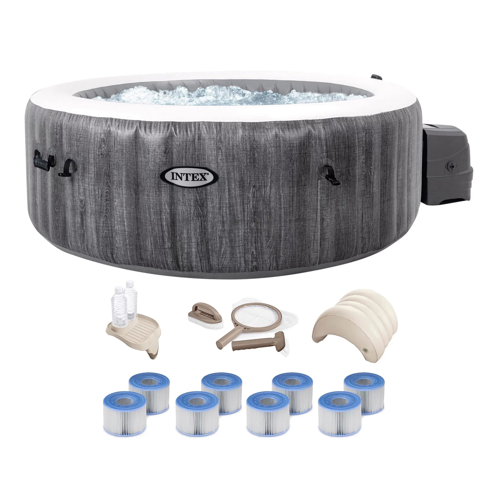 Intex PureSpa Bubble Jet Greywood with Plus Spa Inflatable Bundle Deluxe