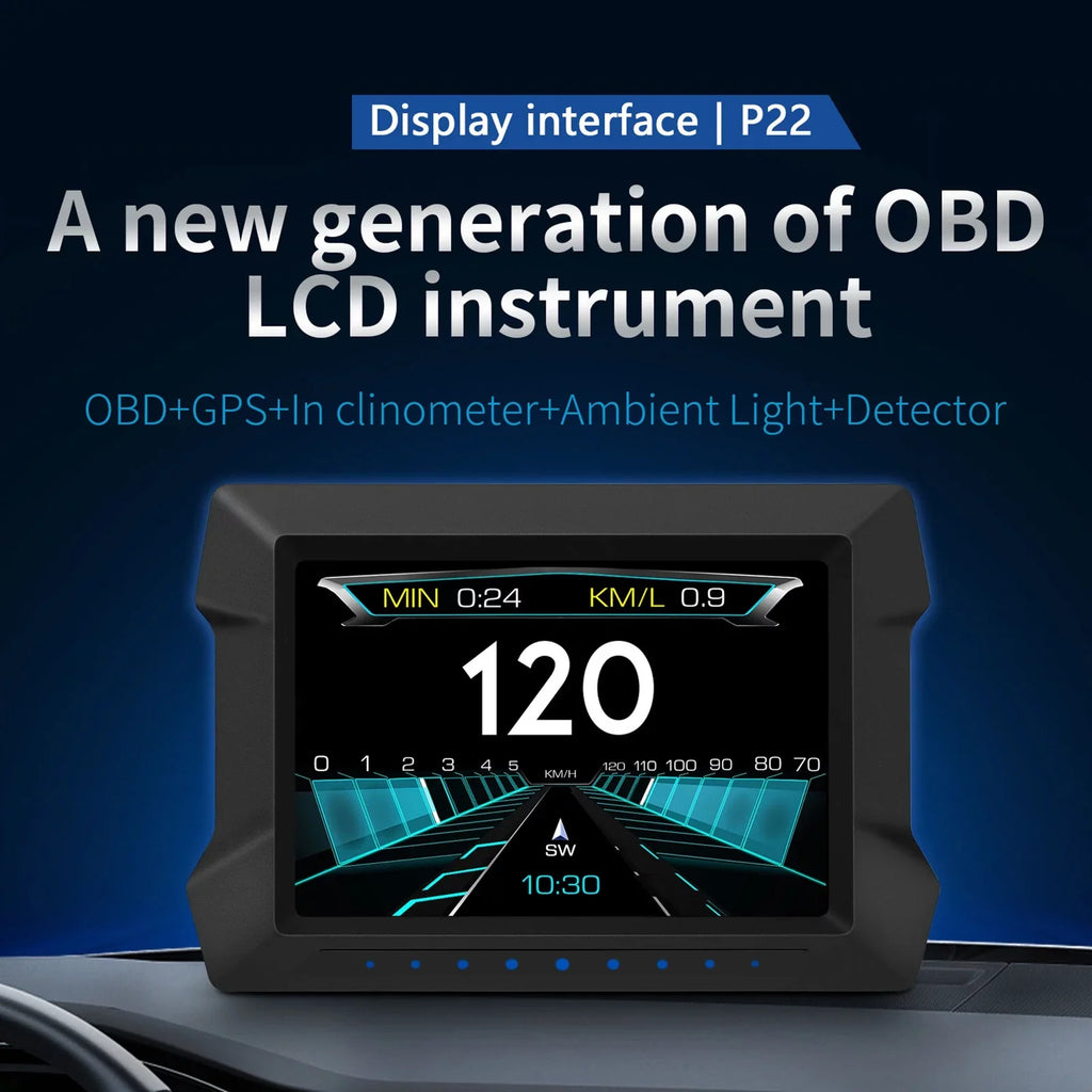 Speedometer Meter Diagnostic Driving P22 Gauge, Slope OBDⅡ Vehicles Overspeed Computer Universal for Car Multi-Functions and All Digital HUD Computer Trip Car
