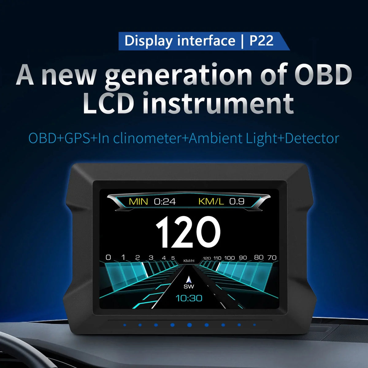 Speedometer Meter Diagnostic Driving P22 Gauge, Slope OBDⅡ Vehicles Overspeed Computer Universal for Car Multi-Functions and All Digital HUD Computer Trip Car