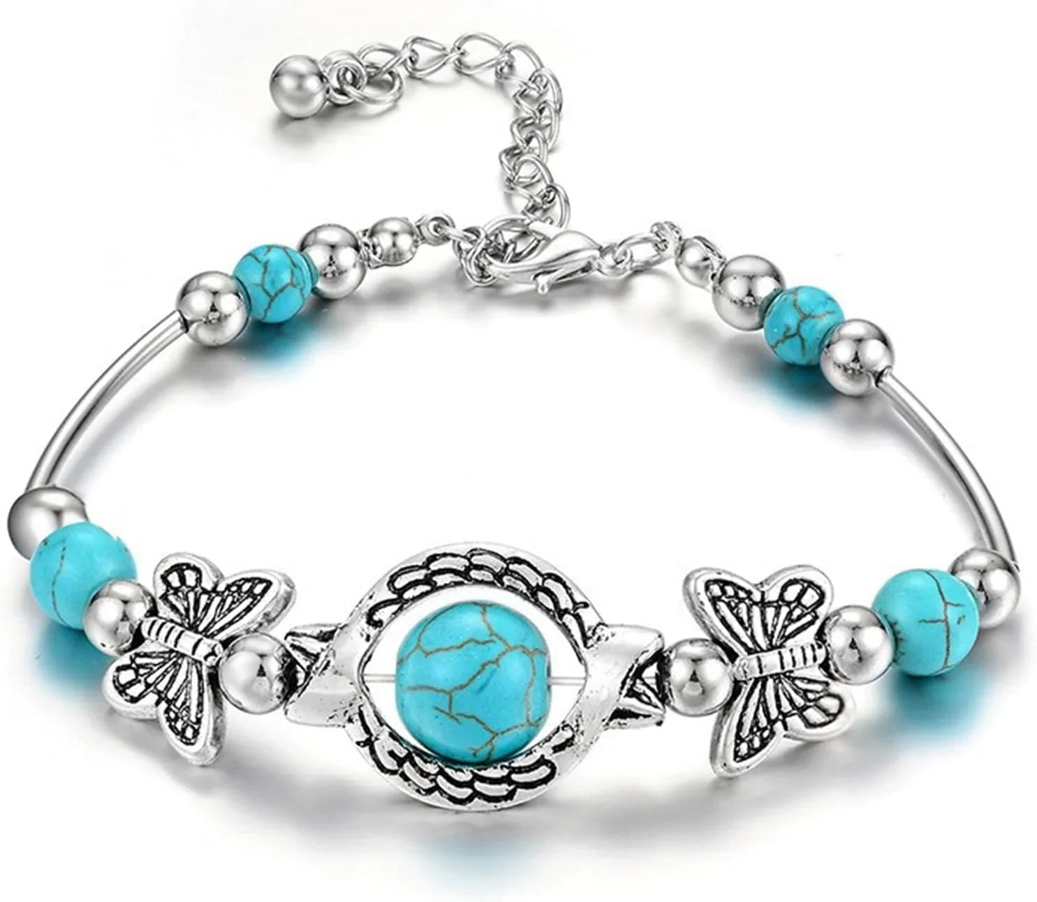 New Bracelet Luxury Jewelry Ladies Faux Gemstone Summer Palm Western Ladies Classic Unique Style Design Bracelet, Gift Bohemian Jewelry, Beaded Turquoise