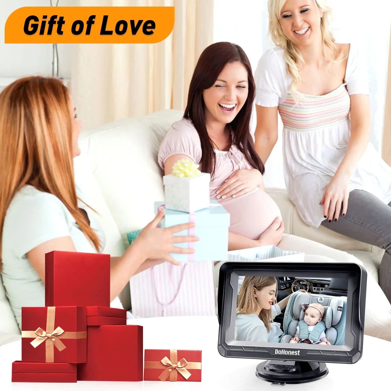 Easy -V33 Backseat DoHonest Vision 3 Plug and Kids 360&deg; Rear Crystal Car Baby Car Camera Night with Play Install 1080P: Two Monitor Facing Camera Rotating Baby Camera Mins