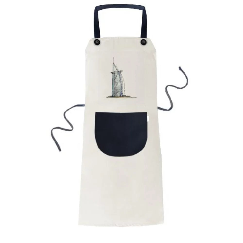 Adjustable hotel Linen luxury Kitchen Apron Pinafore Burj Bib al-Arab Cotton Dubai Pocket