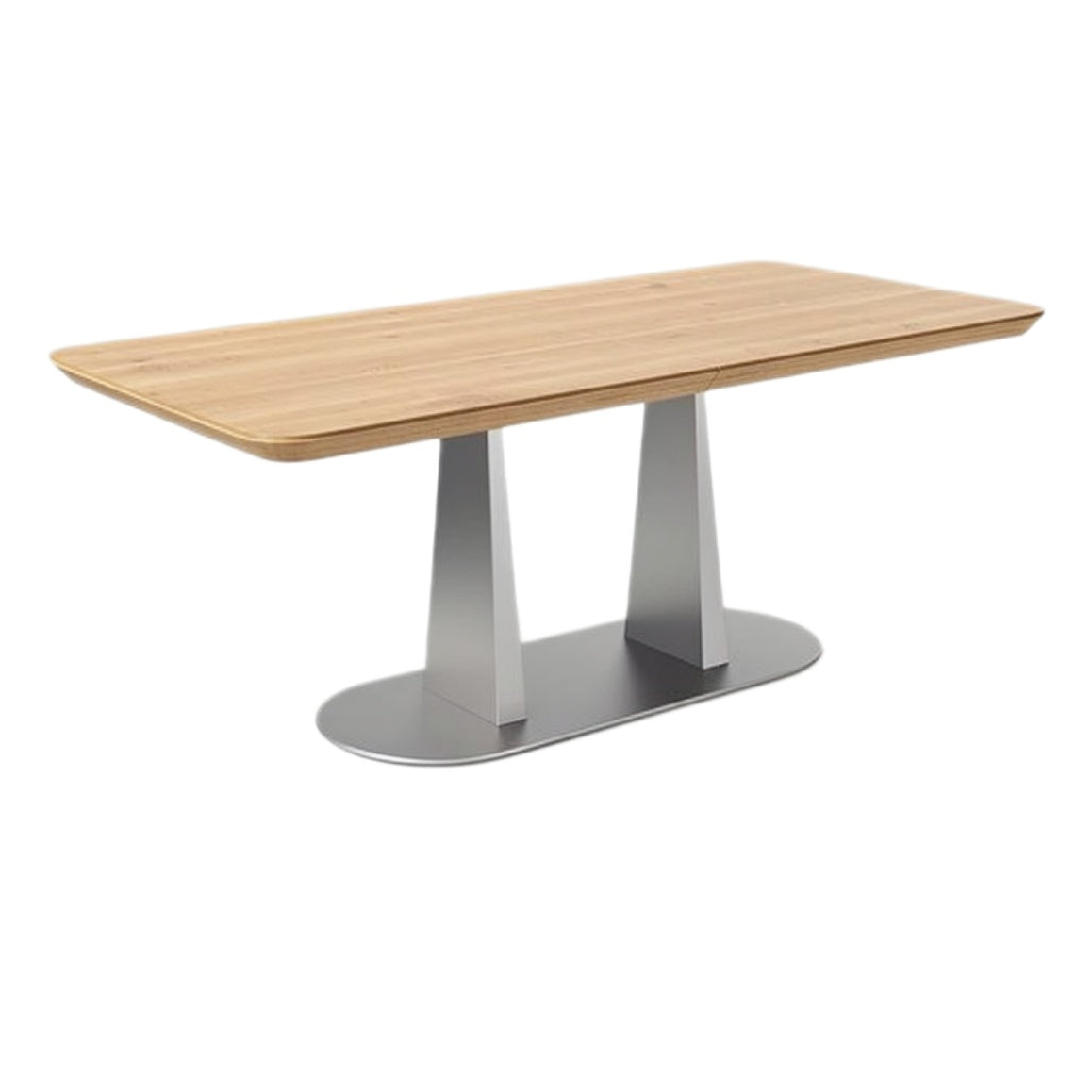 "Moderne Eettafel van Hout met Aluminium Onderstel"