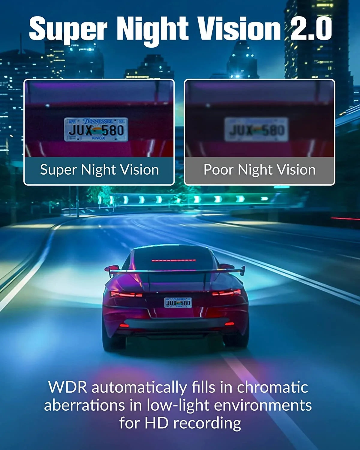 for Recording,24H Screen,,Loop Full 3 Mode Camera Dash Card,Built-in 32GB Night Cars Angle,2.0'' Channel with Vision,170°Wide Parking Inside,4K Cam Front Super and Rear Dash Free