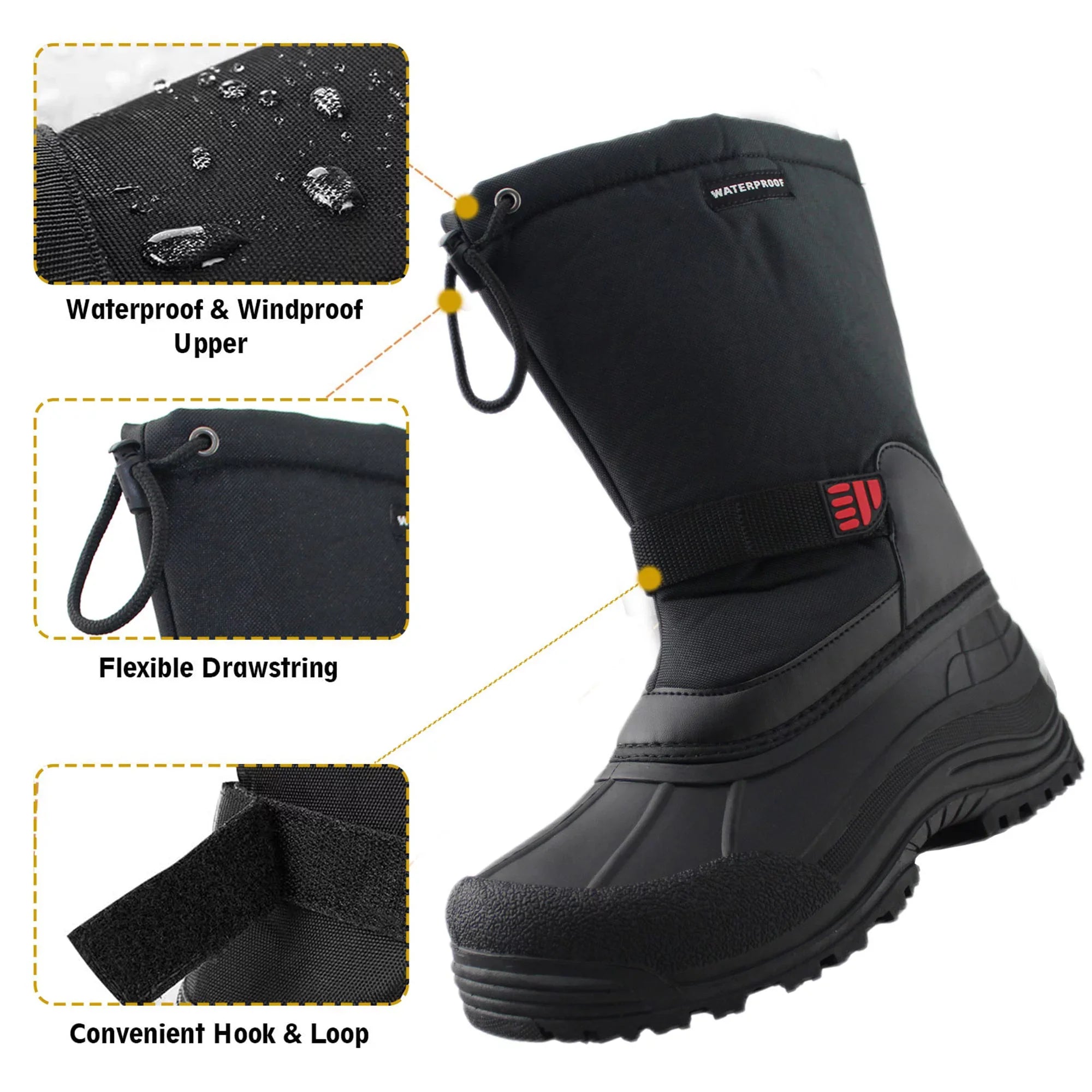 Snow Male Shoe Winter Tanleewa Adult Men's Anti-Slip Moistureproof Boots Insulated Boots Size 11.5