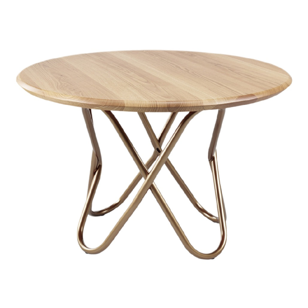 Ronde Houten Eettafel met Stalen Onderstel