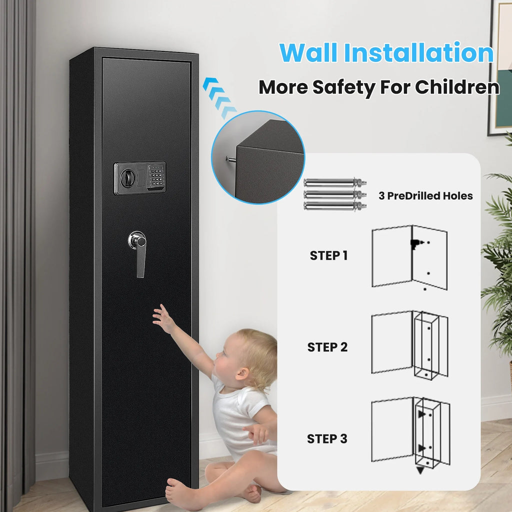 Shotgun 5-7 Rifle, Lock, and Gun Quick Design Safes: Removable Shelf, Bullet Access Password Thickened Cabinet, with Security SULIVES Rack