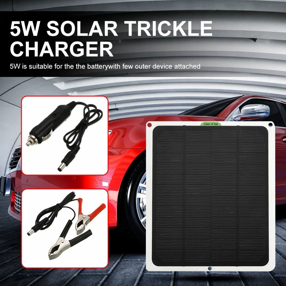 Solar with Charger Yachting Charging occkic Cars Monocrystalline 20W RV exterior Flexible Panels Charger for Clips 12V/5V Battery