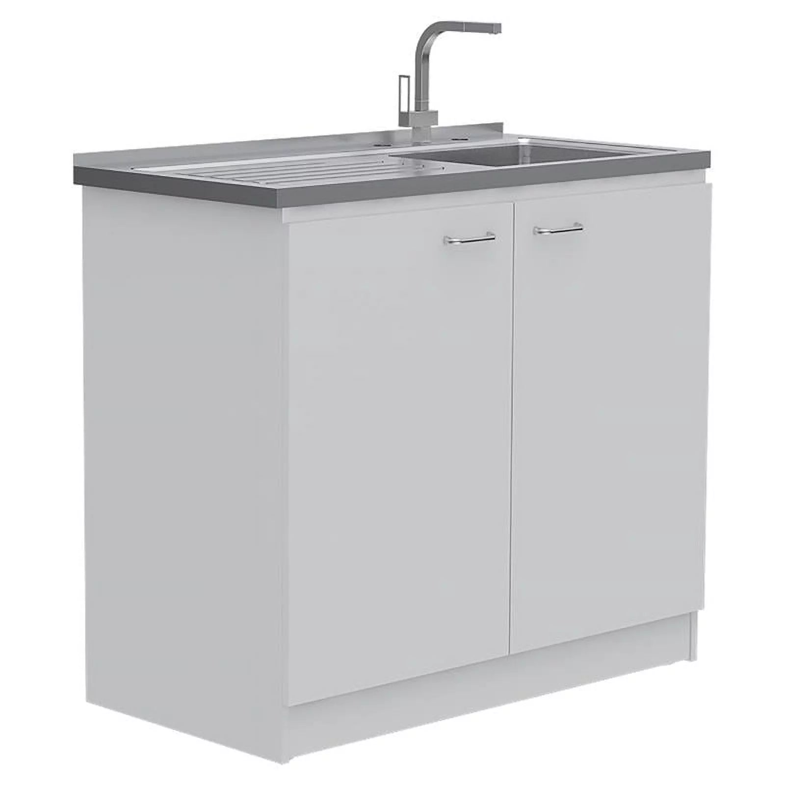 Sink 2-Piece Home Kitchen with and Square Wood Island Utility Set