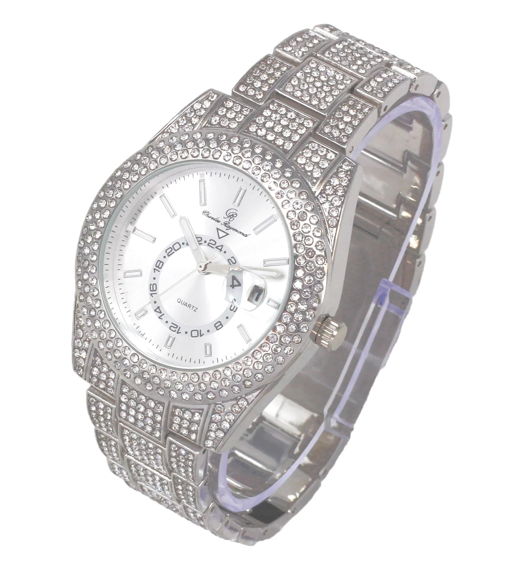Bling'ed Ice Out Silver Blast! Trim Necklace Out Hip Matching with Raymond - with Rolly Blinged Sets Zig Hop Iced Zag Looks Necklace Charles Sets Wristwatch Band and on Out -