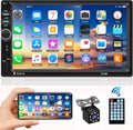 Camera Stereo Car with FM Din 7 Car Bluetooth Mirror Screen Radio Receiver with Backup Radio Link Audio and Inch USB Touch Remote Control Double