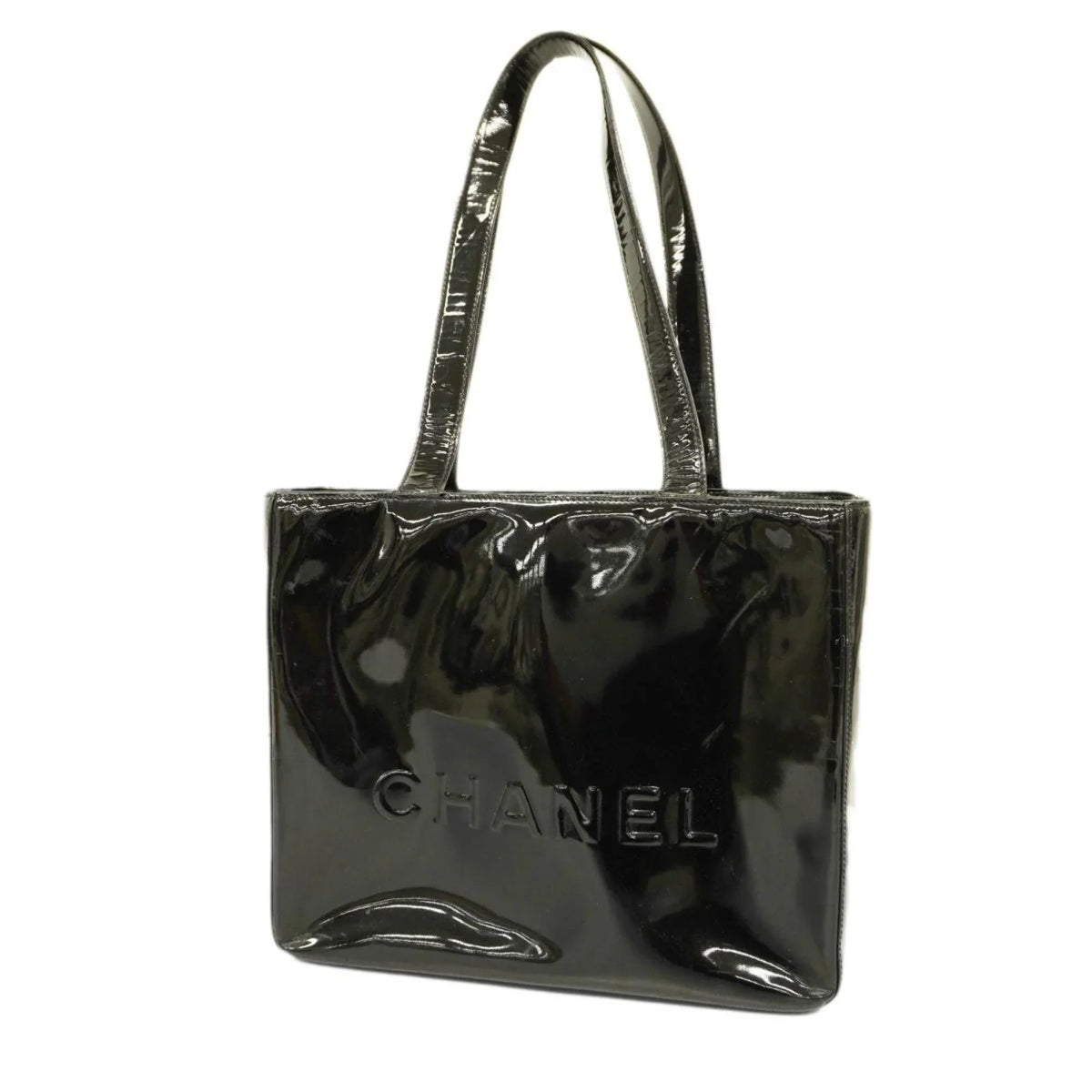 Black Patent Tote Leather Pre-Owned Bag Women's (Good) Champagne