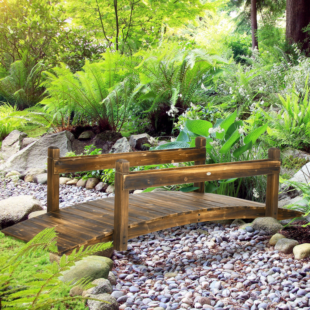 Arc Planters, Bridge Outsunny Footbridge Garden Stained with Finish Wooden