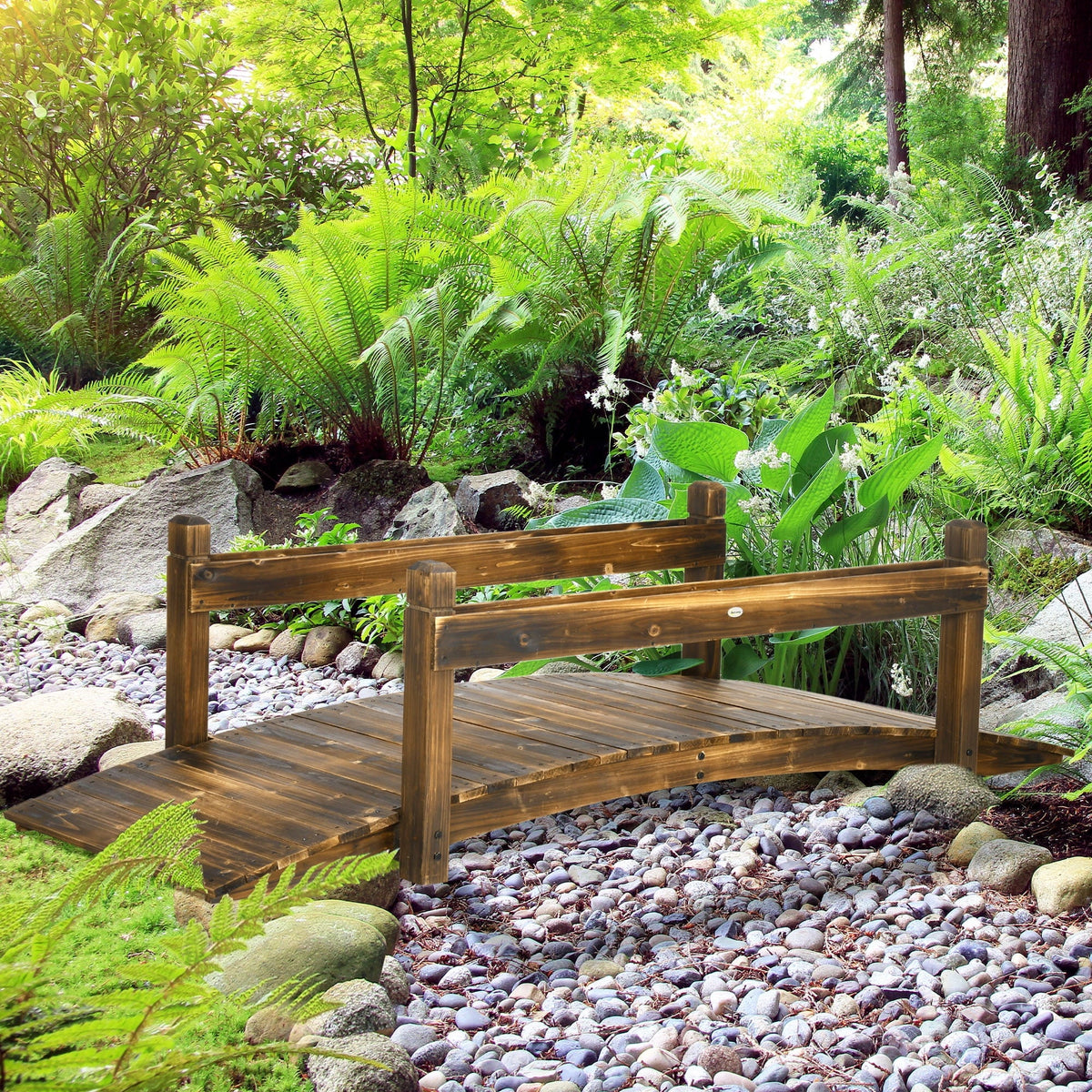 Arc Planters, Bridge Outsunny Footbridge Garden Stained with Finish Wooden