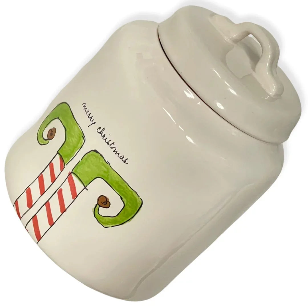 White Black Letters Canister Ceramic Rae Dunn With