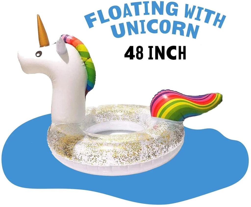 Blossom Pool Swimming Unicorn for Kids Ring, Pool Pool Toys Pool Inflatable, Inflatables liquid Float Pool Sequins | Floats, 48 Glitter Animal Inch Float, and Ring Inflatable Adults,
