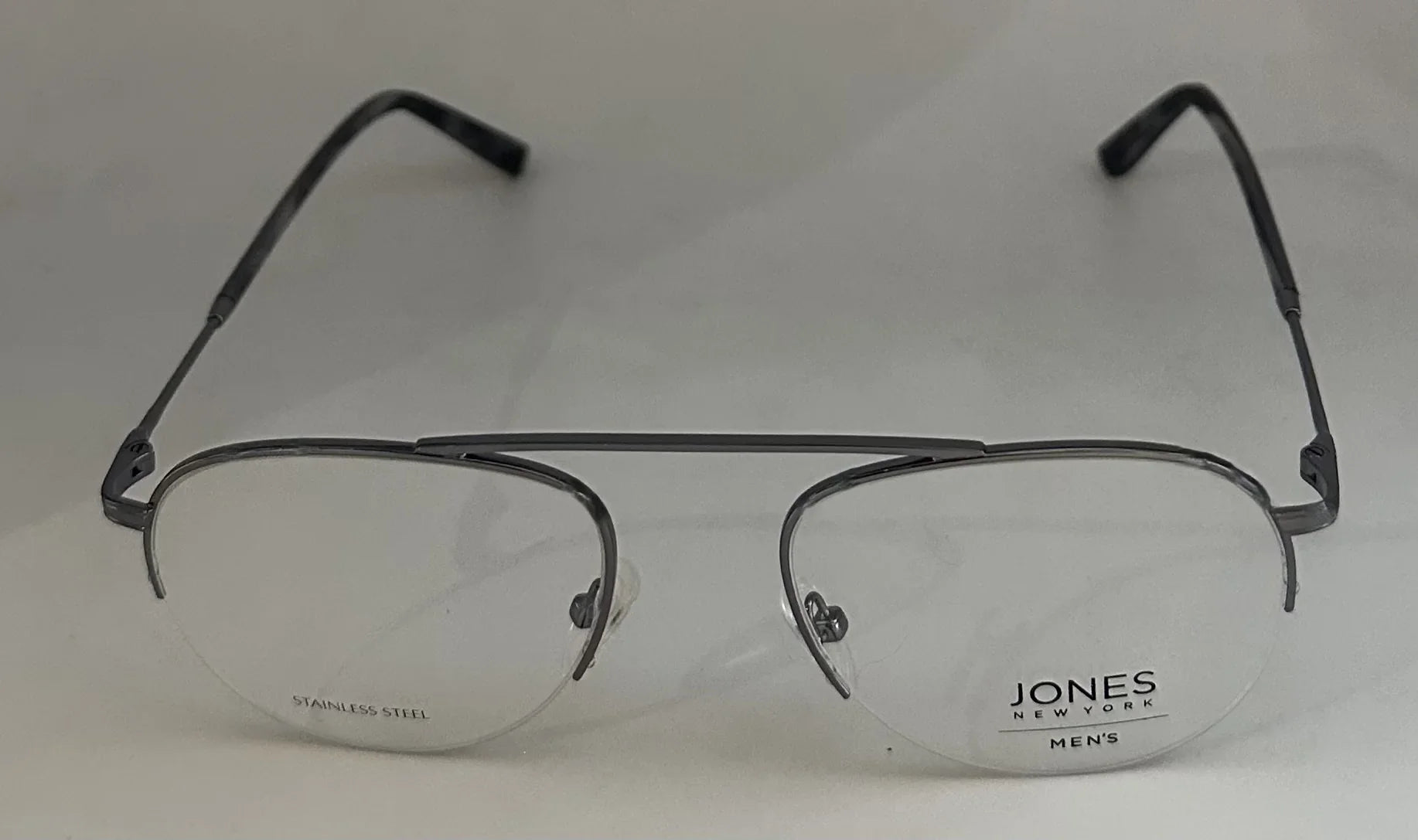 Mens 53mm New Frame. Jones J359. Rimless Aviator York Eyewear Gunmetal Metal