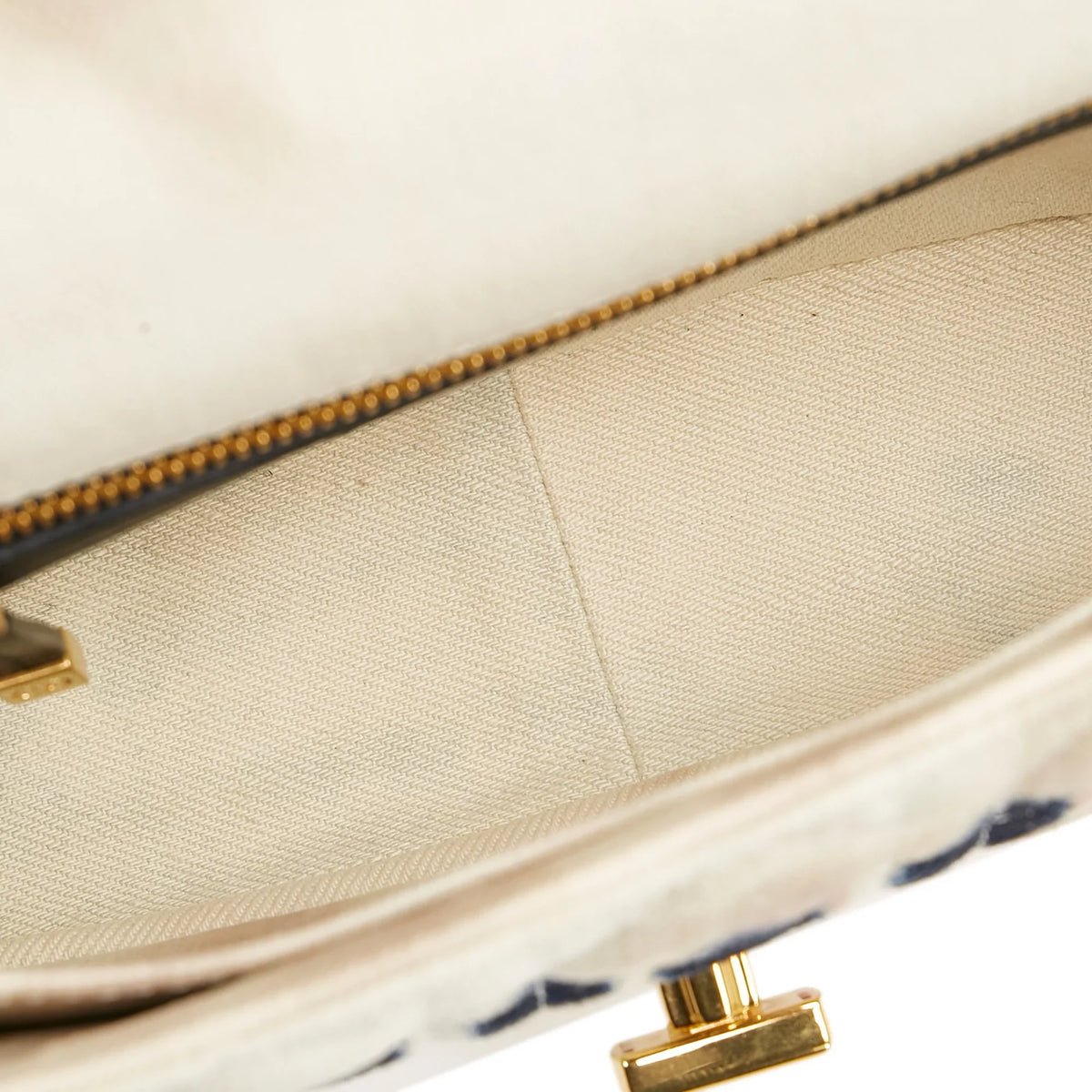 (Good) Fabric Caro Tie Authenticated Small Pre-Owned White Bag Denim Crossbody Dior Dye Unisex