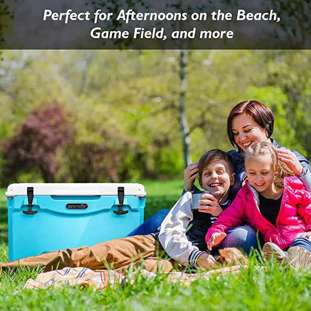 to Box Cooler Cans, SereneLife Heavy Duty Up 5 35-Quart Ice Blue 63 Up to Keep Portable Holds Days,