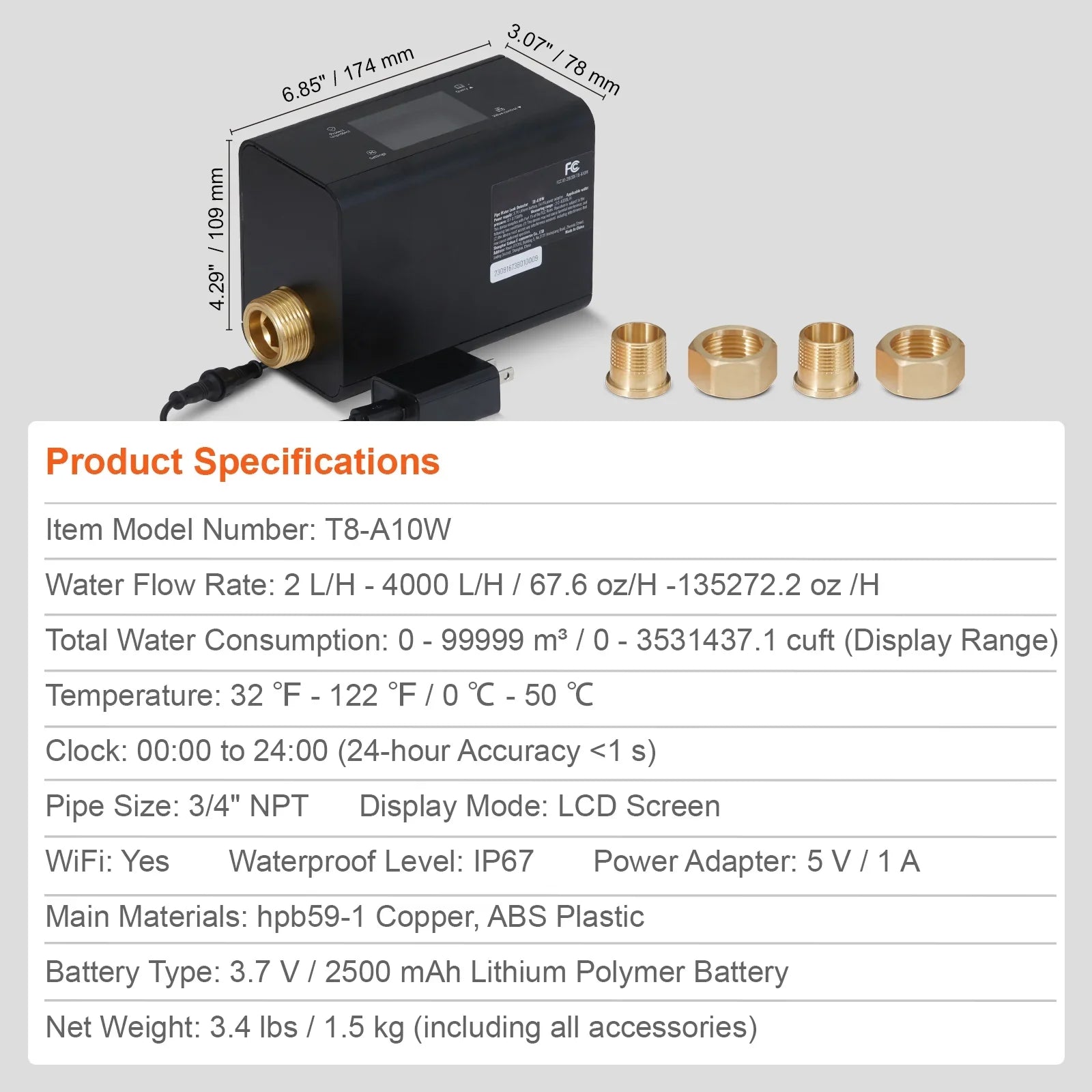 or 1" Leak Detector Monitor 3/4" Automatic pipeline in Available Smart Moisture Diameter. Shutoff