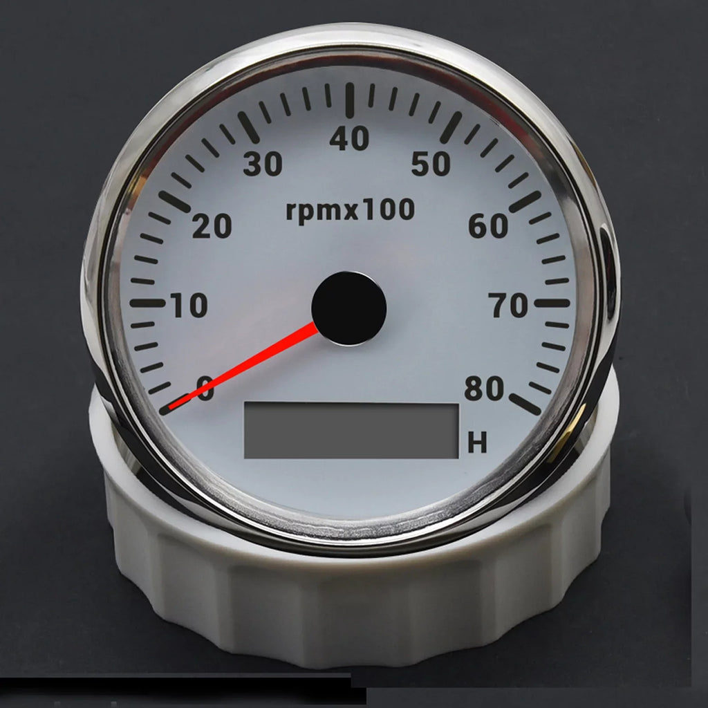 Tachometer Boat Hour Meter Gauge 85mm Marine 0-8000RPM Waterproof Tachometer Geloo