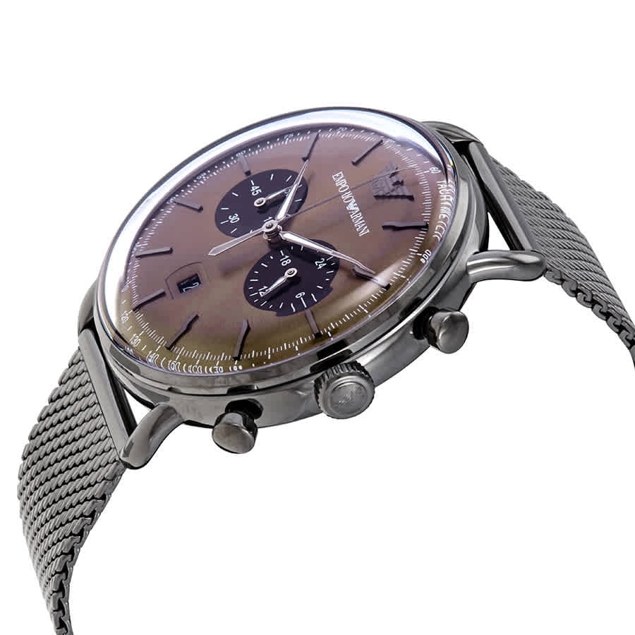 Men's Brown Aviator AR11141 Watch Armani Emporio Chronograph Dial