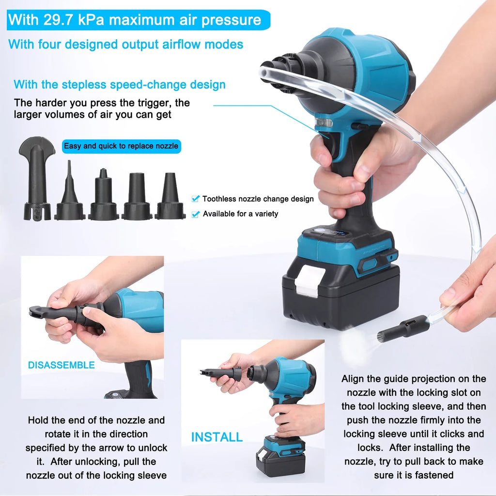 Electric Dust Air Light Cordless Stepless Machine Rechargeable Dust Blower, Working Speed Change,