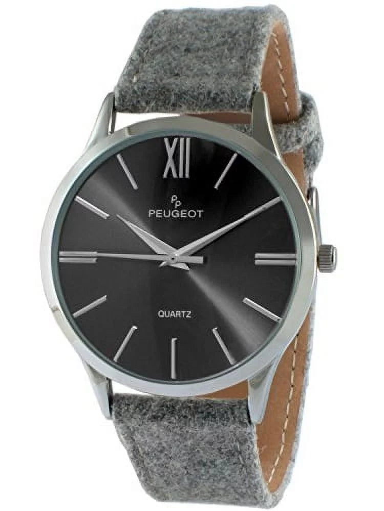 Watch Wool Grey Case Slim Strap Silver