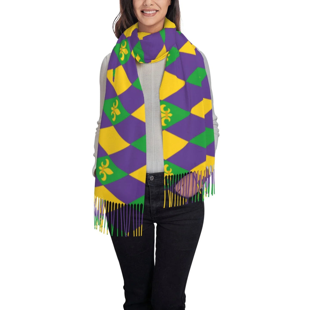Large Art Soft Cashmere Gifts- Winter Elegant Gras Print Mardi Scarves Feel For Bingfone Warm Women Shawl Wrap Scarf