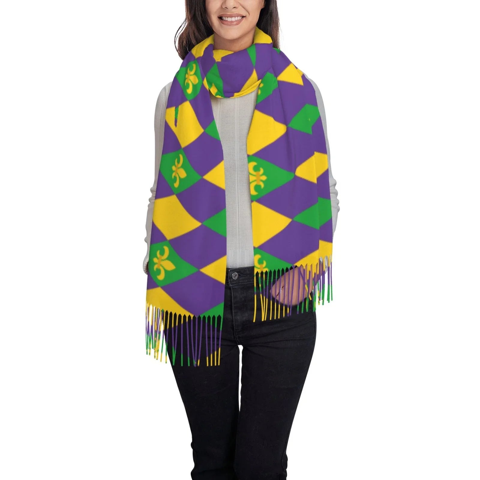 Large Art Soft Cashmere Gifts- Winter Elegant Gras Print Mardi Scarves Feel For Bingfone Warm Women Shawl Wrap Scarf