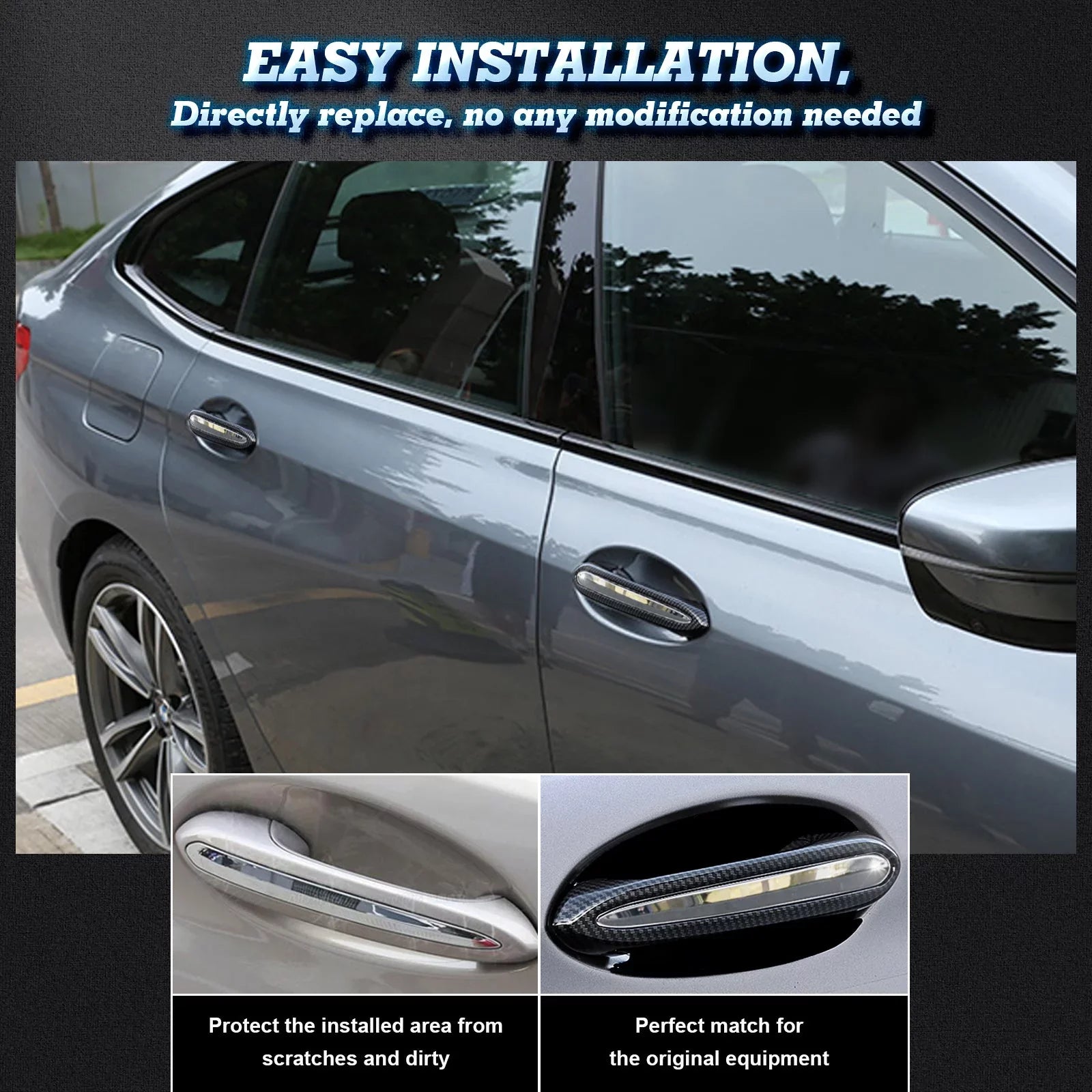 Xotic Style, Tech pieces) 1 Shield Fiber trims, 5 with Door Surround Handle Fits Exterior Set Series (4 G30 2018-up Carbon
