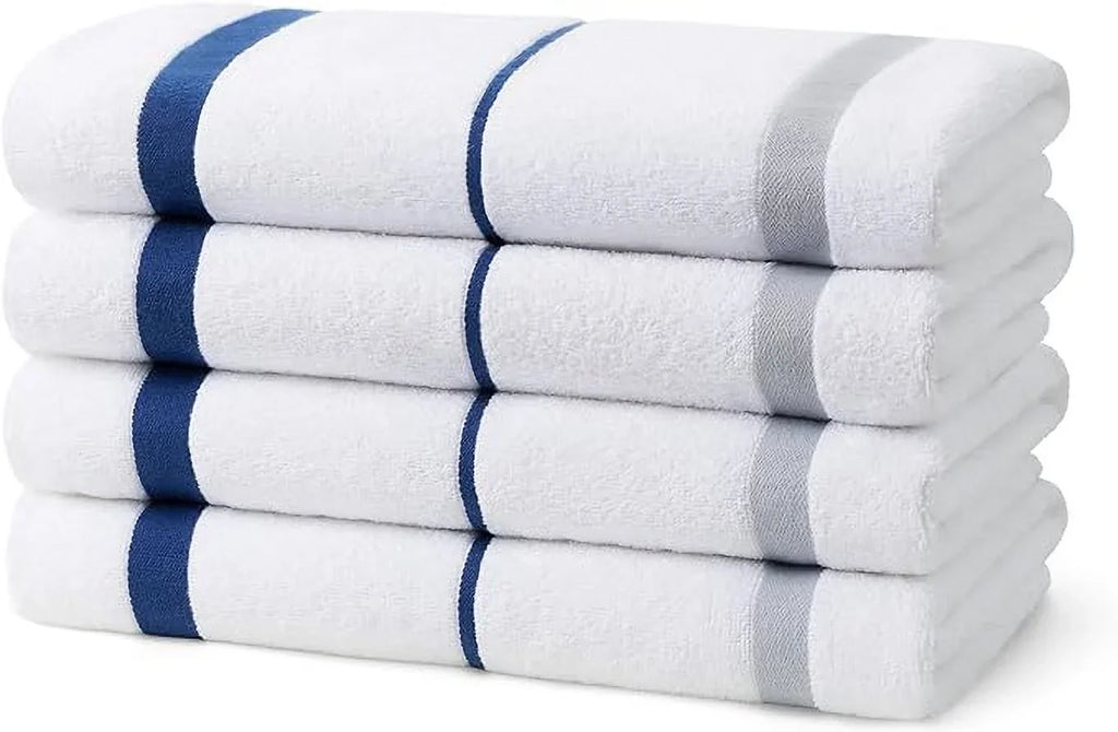 '- - Pool Sailor 4 Hotel X Pcs Set 400 Towels Horizontal 4-Pack Terry - 30in (Navy) Beach - Towels - Kaufman Stripes of Luxury 60in