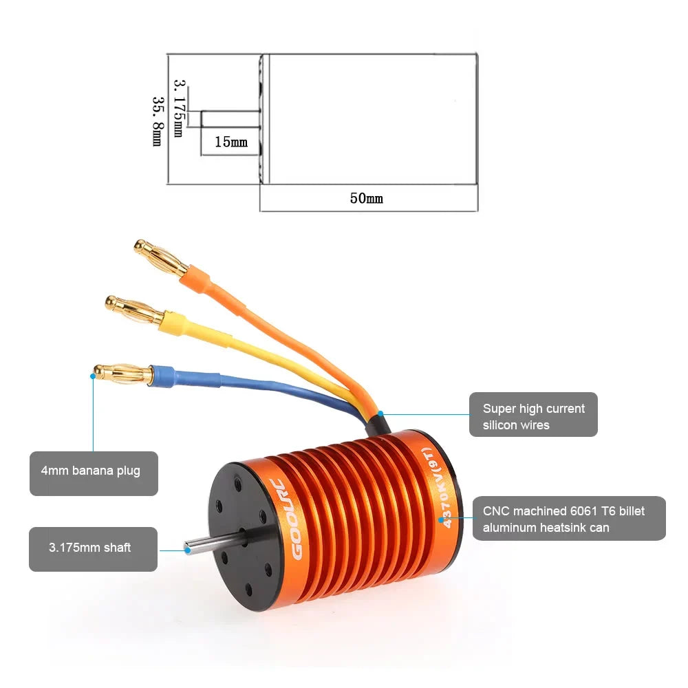110waterproof Accessory,Motor Car MotorCombo MotorCar Esc 1/10 With Motor 110 Waterproof Motor 45a Rookin Set F540 GoolRC 45a Set 4370kv Car And 45a 45a Combo F540 Remote 1/10 45a